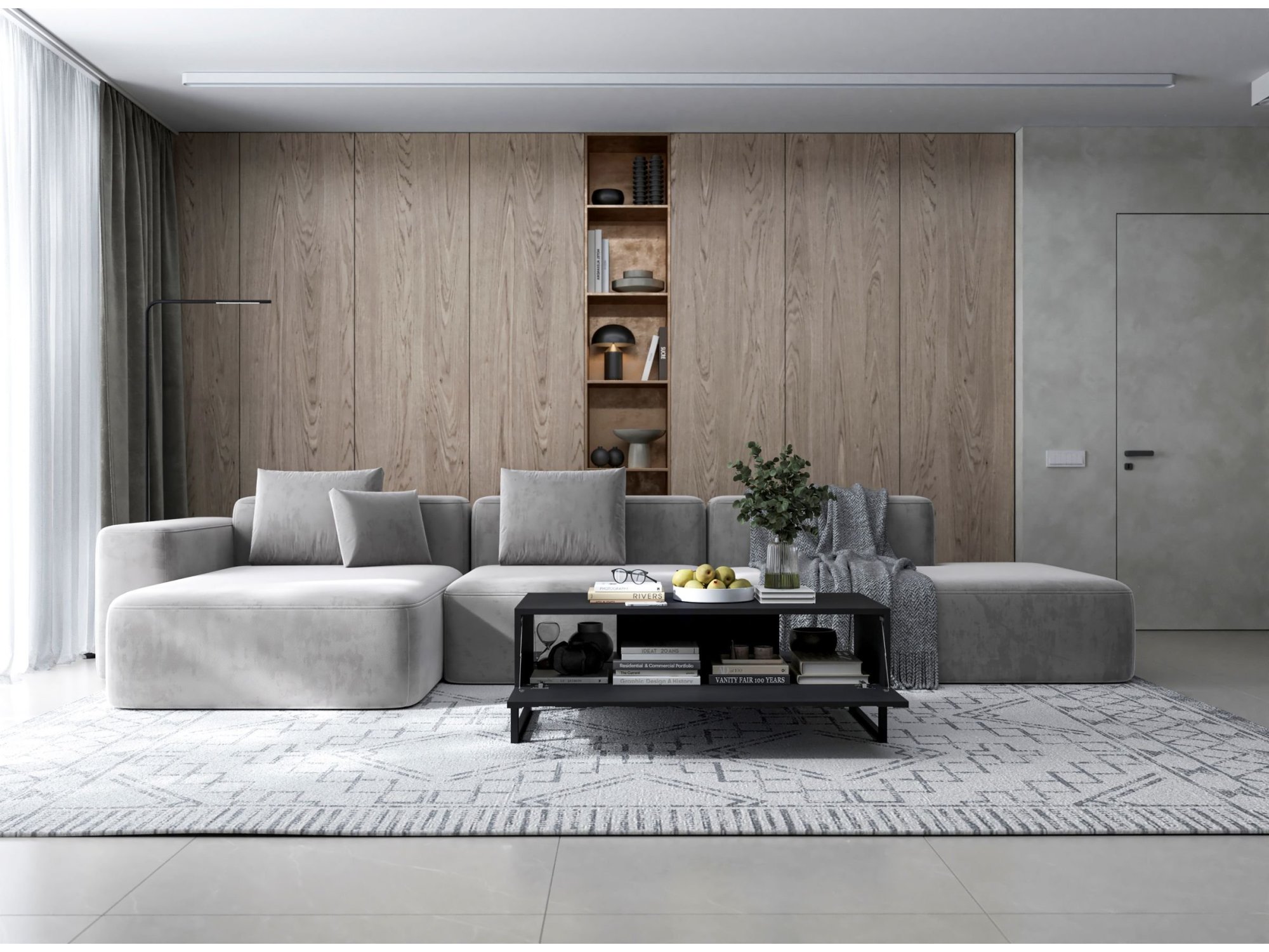 Stolik Kawowy Glamour ELPIS 110 cm, Czarny Mat, z Ramą, Dobra Cena, Sklep Online | Meble Lindner