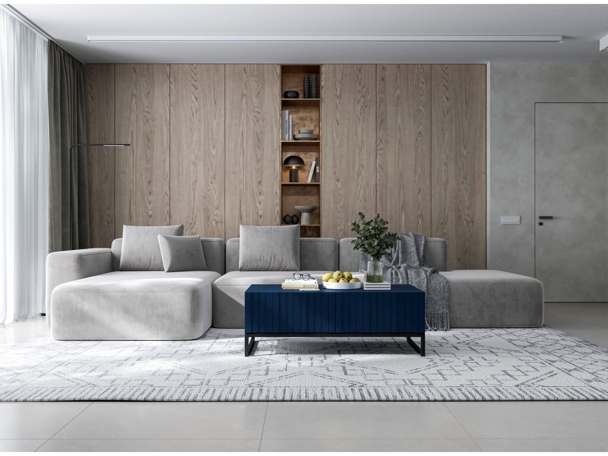 Stolik Kawowy Glamour ELPIS 110 cm, Granatowy Mat, Czarna Rama, Dobra Cena, Sklep Online | Meble Lindner