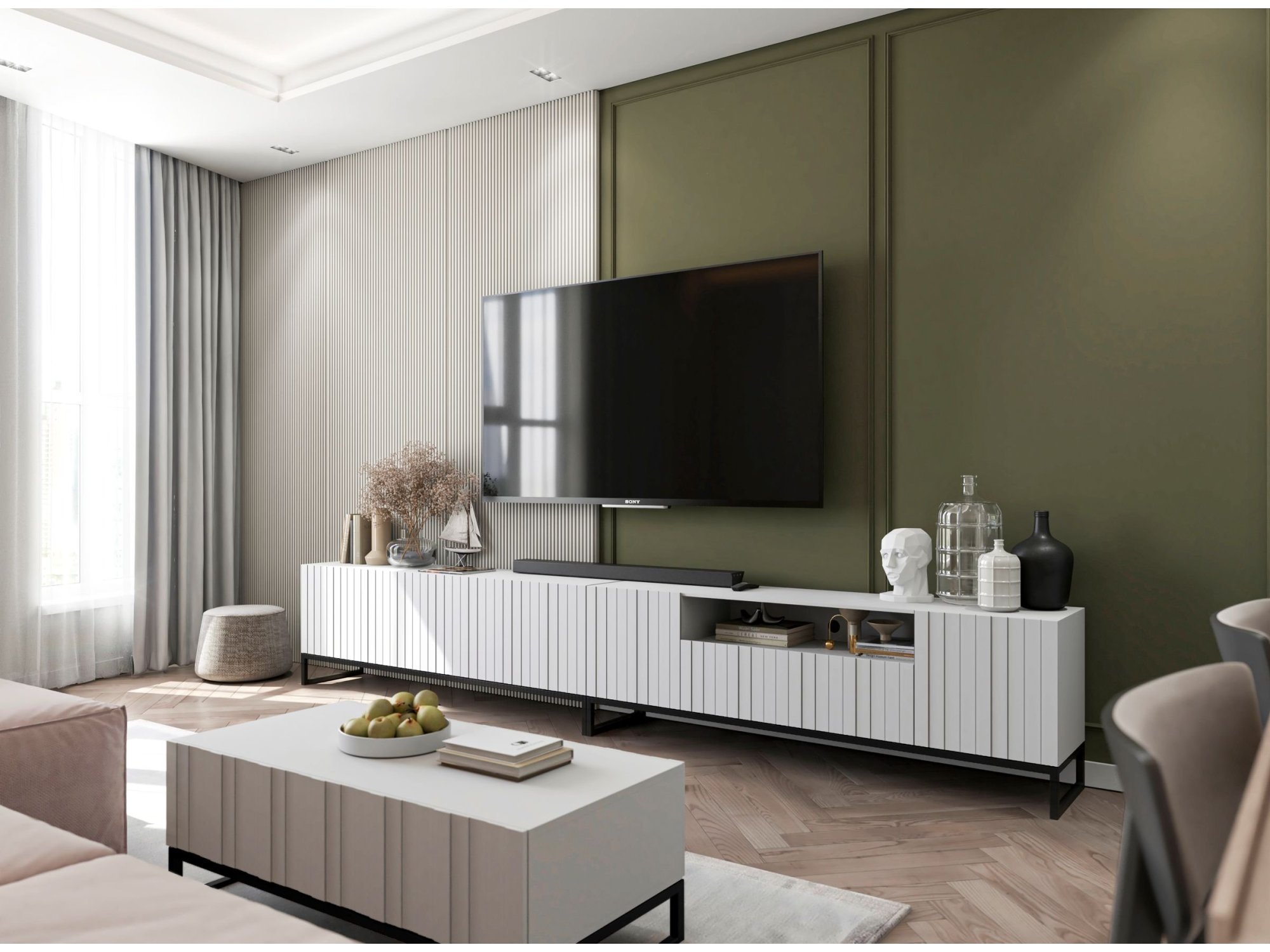 Stolik Kawowy Glamour ELPIS 110 cm, Biały Mat, Dobra Cena, Sklep Online | Meble Lindner