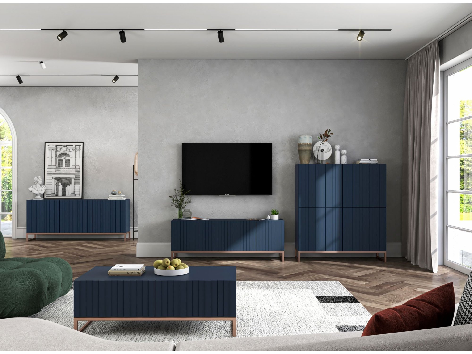 Stolik Kawowy Glamour ELPIS, Granatowy Mat, Dobra Cena, Sklep Online | Meble Lindner