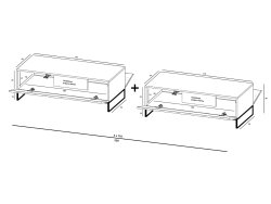 Stojąca szafka RTV Glamour ELPIS Granatowy Mat 220 cm na czarnej ramie