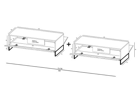 Stojąca szafka RTV Glamour ELPIS Granatowy Mat 220 cm na czarnej ramie