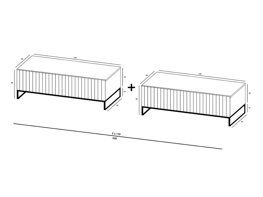 Stojąca szafka RTV Glamour ELPIS Granatowy Mat 220 cm na czarnej ramie