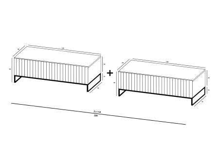 Stojąca szafka RTV Glamour ELPIS Granatowy Mat 220 cm na czarnej ramie