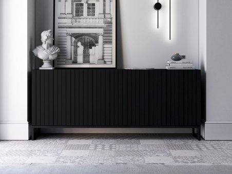 Stojąca komoda Glamour ELPIS Czarny Mat 168 cm na czarnej ramie1