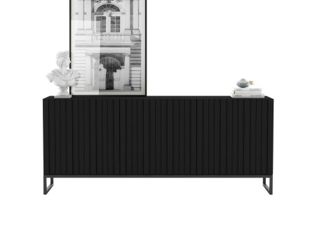 Stojąca komoda Glamour ELPIS Czarny Mat 168 cm na czarnej ramie