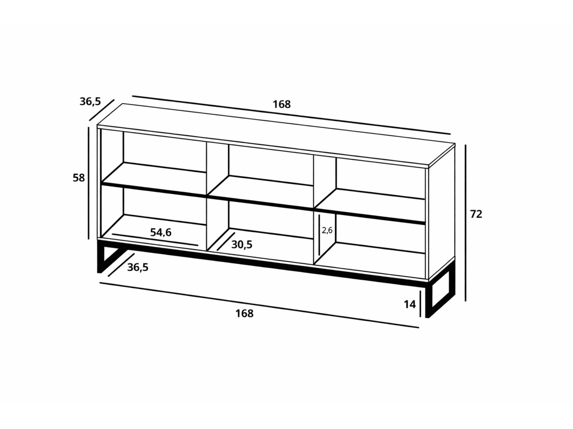 Stojąca komoda Glamour ELPIS Czarny Mat 168 cm na czarnej ramie
