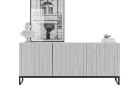 Stojąca komoda Glamour ELPIS Biały Mat 168 cm na czarnej ramie