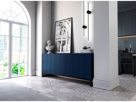 Stojąca komoda Glamour ELPIS Granatowy Mat 168 cm na czarnej ramie3