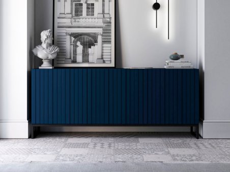 Stojąca komoda Glamour ELPIS Granatowy Mat 168 cm na czarnej ramie1