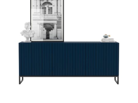 Stojąca komoda Glamour ELPIS Granatowy Mat 168 cm na czarnej ramie