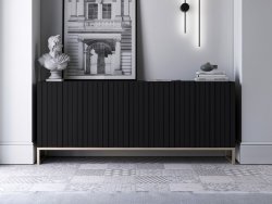 Stojąca komoda Glamour ELPIS Czarny Mat 168 cm na złotej ramie
