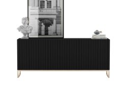 Stojąca komoda Glamour ELPIS Czarny Mat 168 cm na złotej ramie