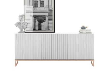 Stojąca komoda Glamour ELPIS Biały Mat 168 cm na miedzianej ramie