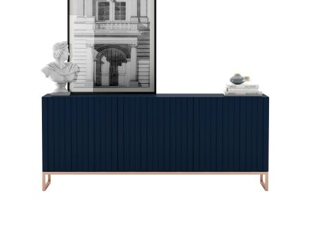 Stojąca komoda Glamour ELPIS Granatowy Mat 168 cm na miedzianej ramie
