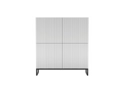Stojąca komoda Glamour ELPIS Biały Mat 112 cm na czarnej ramie