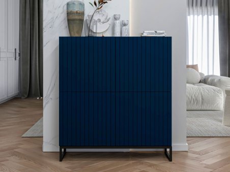 Stojąca komoda Glamour ELPIS Granatowy Mat 112 cm na czarnej ramie1