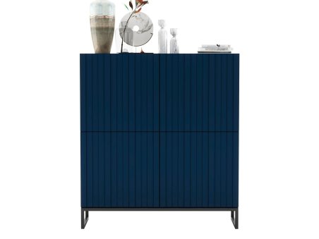 Stojąca komoda Glamour ELPIS Granatowy Mat 112 cm na czarnej ramie