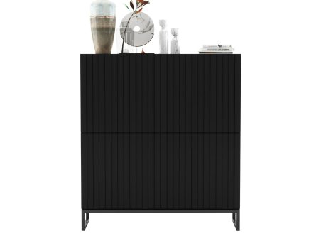 Stojąca komoda Glamour ELPIS Czarny Mat 112 cm na czarnej ramie