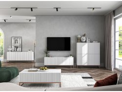 Stojąca komoda Glamour ELPIS Biały Mat 112 cm na miedzianej ramie