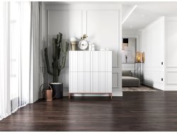 Stojąca komoda Glamour ELPIS Biały Mat 112 cm na miedzianej ramie