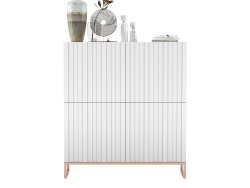 Stojąca komoda Glamour ELPIS Biały Mat 112 cm na miedzianej ramie
