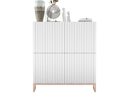 Stojąca komoda Glamour ELPIS Biały Mat 112 cm na miedzianej ramie