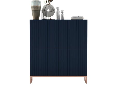 Stojąca komoda Glamour ELPIS Granatowy Mat 112 cm na miedzianej ramie