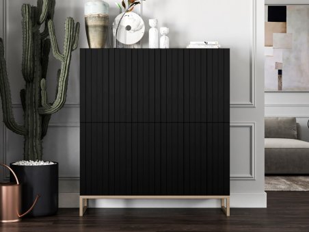 Stojąca komoda Glamour ELPIS Czarny Mat 112 cm na złotej ramie1