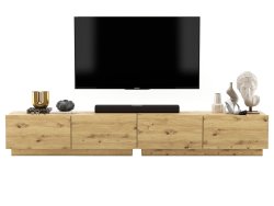 Stojąca szafka RTV Loft Industrialna ENJOY Dąb artisan Mat 240 cm na cokole