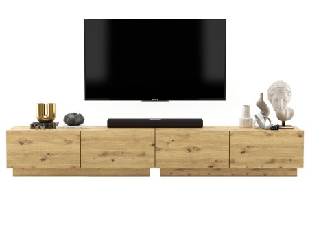 Stojąca szafka RTV Loft Industrialna ENJOY Dąb artisan Mat 240 cm na cokole