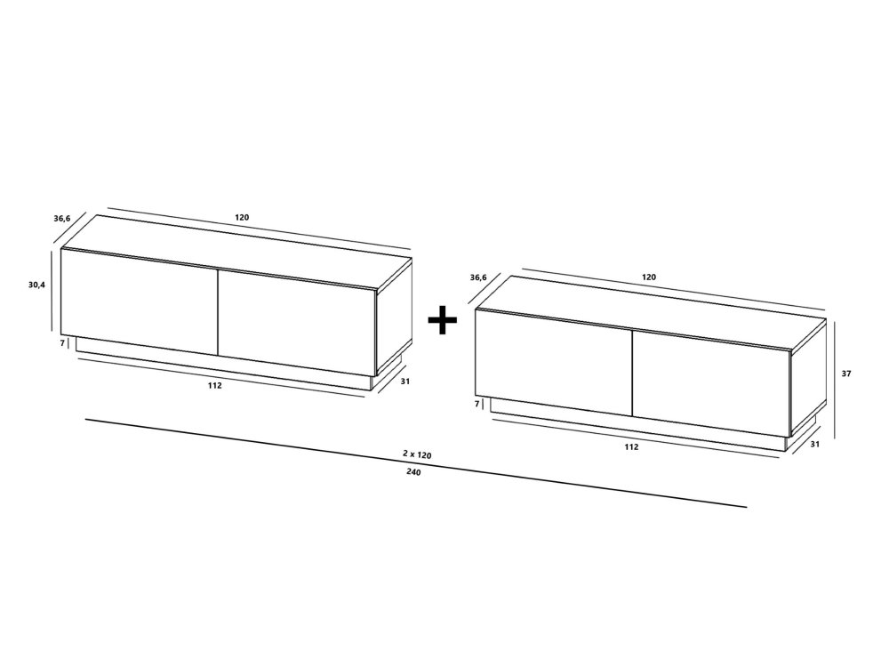Stojąca szafka RTV Loft Industrialna ENJOY Kaszmir Mat 240 cm na cokole
