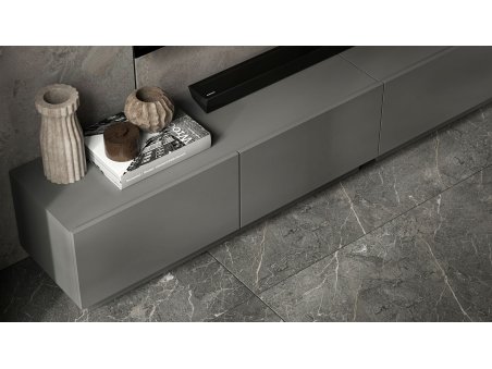 Stojąca szafka RTV Loft Industrialna ENJOY Grafit Mat 240 cm na cokole