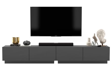 Stojąca szafka RTV Loft Industrialna ENJOY Grafit Mat 240 cm na cokole