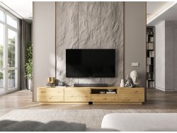 Szafka Stojąca RTV Loft Industrialna ENJOY Dąb Artisan Mat 240 cm na Cokole, Dobra Cena | Meble Lindner