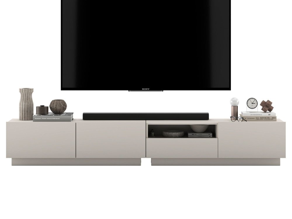 Stojąca szafka RTV Loft Industrialna ENJOY Kaszmir Mat 240 cm na cokole