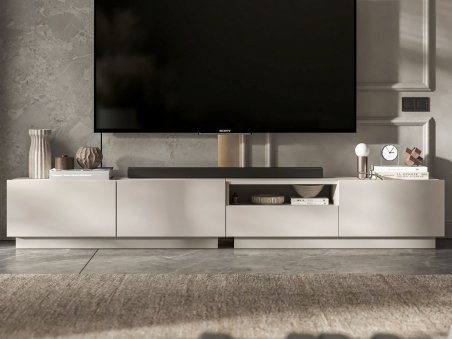 Stojąca szafka RTV Loft Industrialna ENJOY Kaszmir Mat 240 cm na cokole1