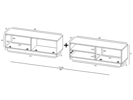 Stojąca szafka RTV Loft Industrialna ENJOY Kaszmir Mat 240 cm na cokole