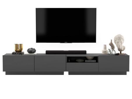 Stojąca szafka RTV Loft Industrialna ENJOY Grafit Mat 240 cm na cokole