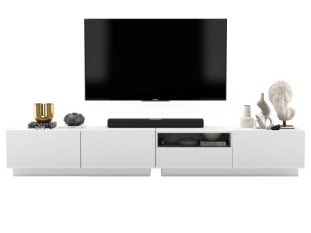 Szafka RTV ENJOY Biała, Loft, 240 cm, Zestaw z Szufladą Stojąca/Wisząca 2 x 120 cm, Dobra Cena, Sklep Online | Meble Lindner