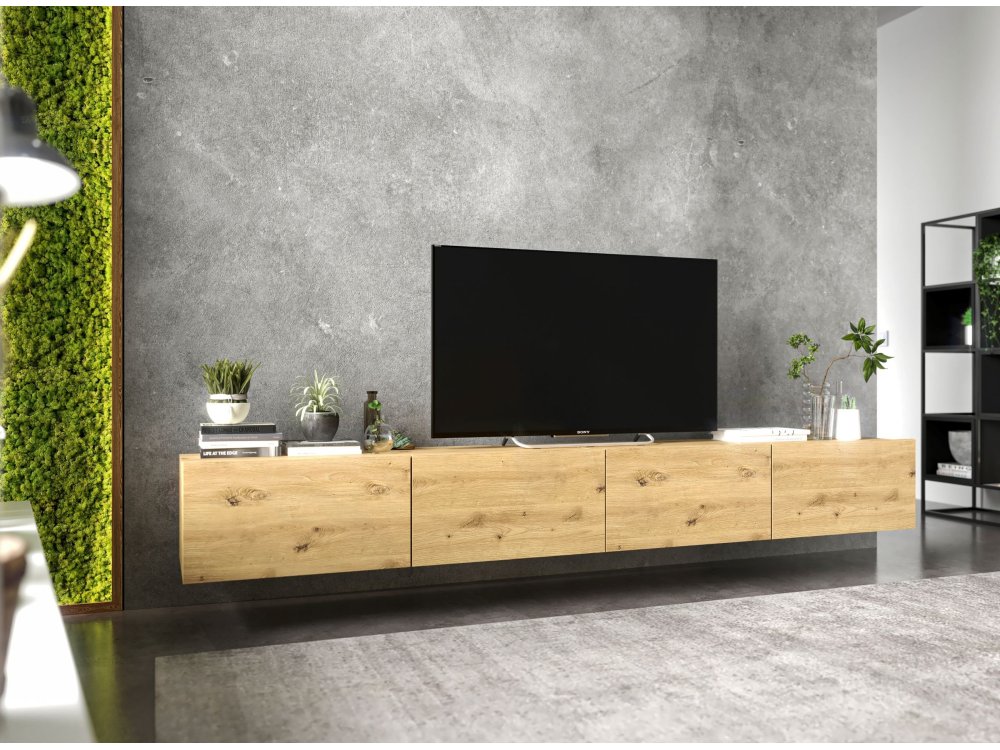 Wisząca Szafka RTV Loft Industrialna ENJOY Dąb Artisan Mat 240 cm, Sklep Online | Meble Lindner