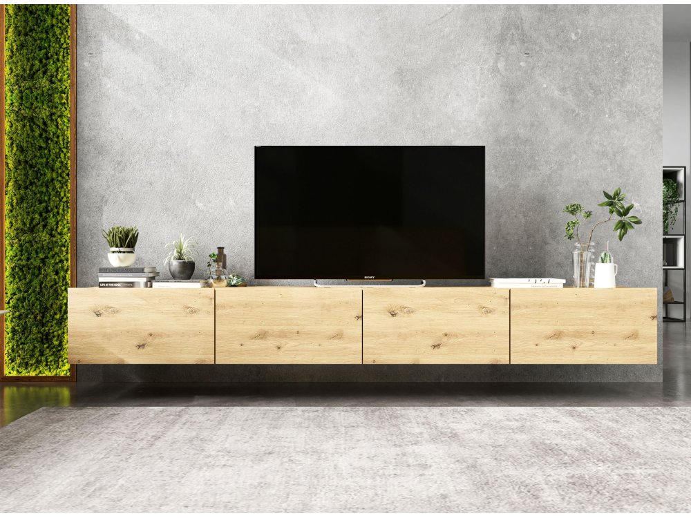Wisząca Szafka RTV Loft Industrialna ENJOY Dąb Artisan Mat 240 cm, Sklep Online | Meble Lindner