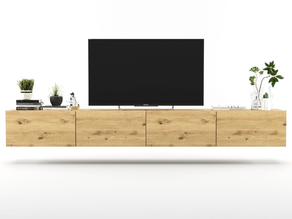 Wisząca Szafka RTV Loft Industrialna ENJOY Dąb Artisan Mat 240 cm, Sklep Online | Meble Lindner