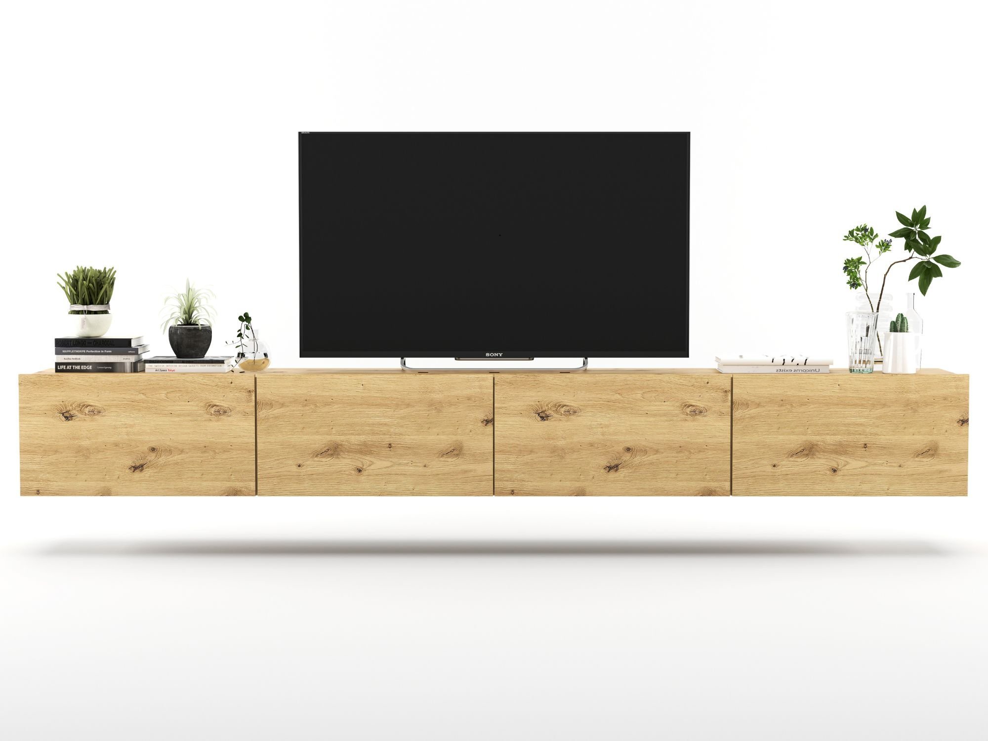 Wisząca Szafka RTV Loft Industrialna ENJOY Dąb Artisan Mat 240 cm, Sklep Online | Meble Lindner