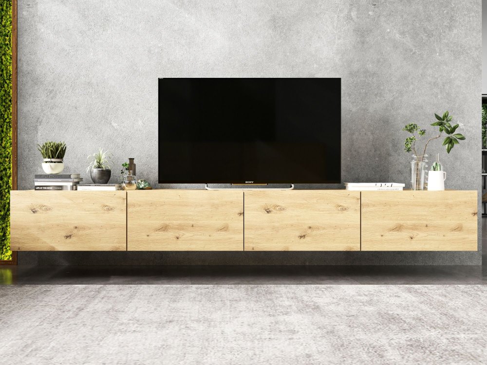 Wisząca Szafka RTV Loft Industrialna ENJOY Dąb Artisan Mat 240 cm, Sklep Online | Meble Lindner