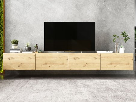 Wisząca szafka RTV Loft Industrialna ENJOY Dąb artisan Mat 240 cm1
