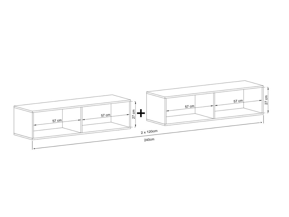 Wisząca Szafka RTV Loft Industrialna ENJOY Dąb Artisan Mat 240 cm, Sklep Online | Meble Lindner