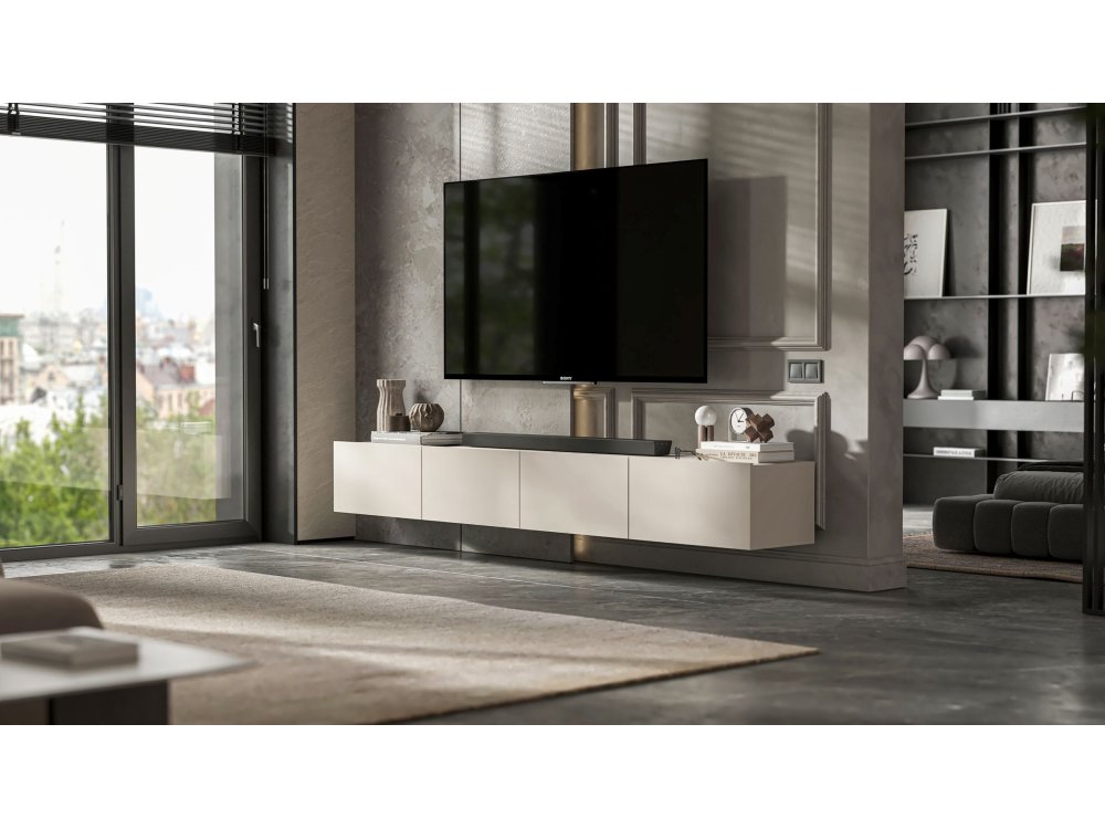 Wisząca Szafka RTV Loft Industrialna ENJOY Kaszmir Mat 240 cm, Dobra Cena | Meble Lindner