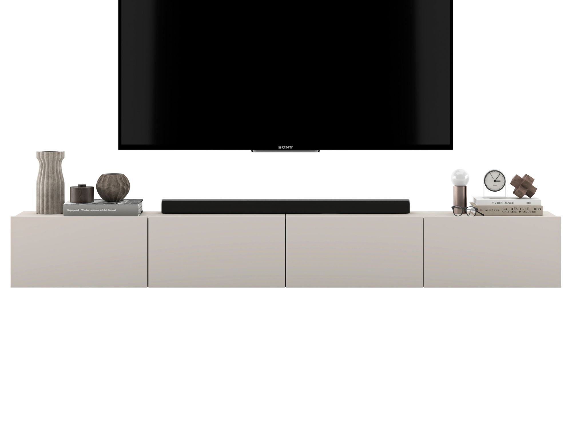 Wisząca Szafka RTV Loft Industrialna ENJOY Kaszmir Mat 240 cm, Dobra Cena | Meble Lindner