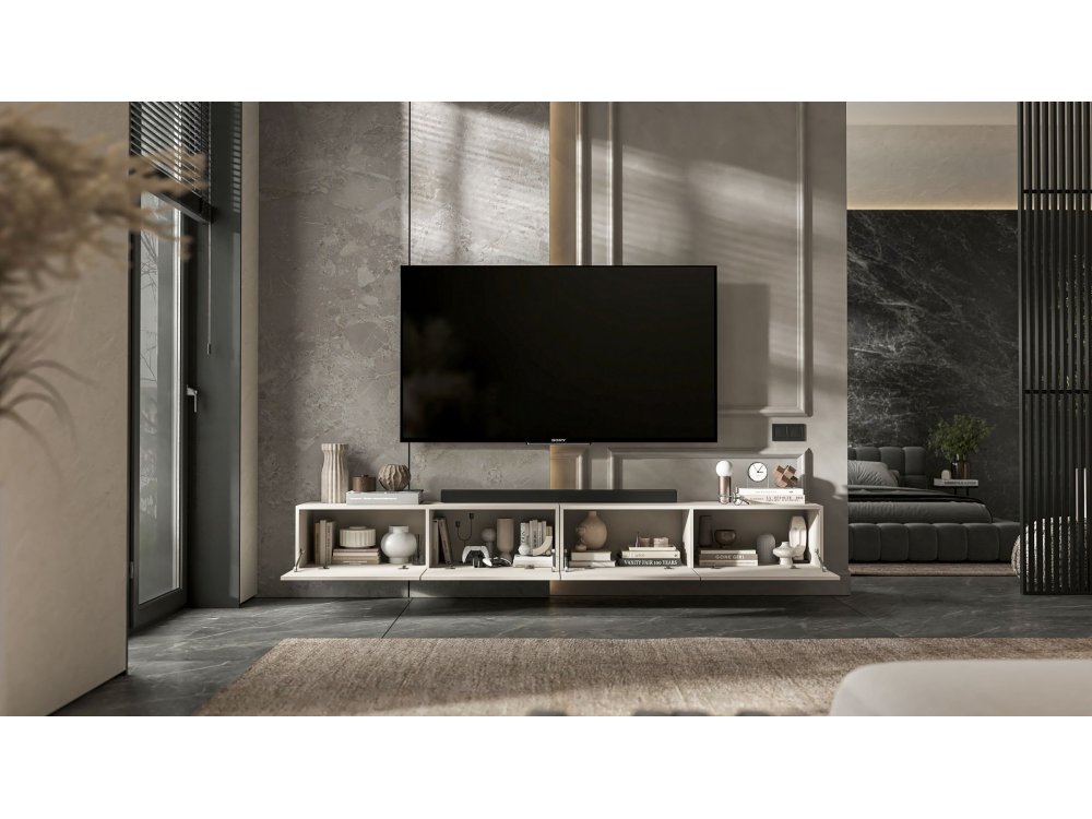 Wisząca Szafka RTV Loft Industrialna ENJOY Kaszmir Mat 240 cm, Dobra Cena | Meble Lindner
